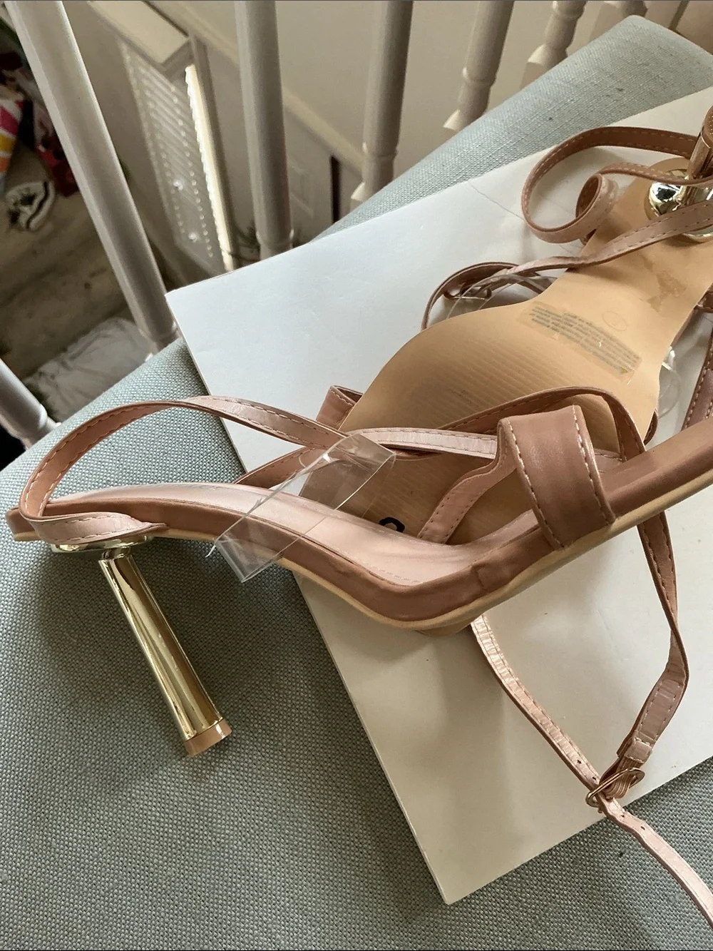 OLIVIA MILLER Strappy Nude Pink Square-Toe Women's Sandals